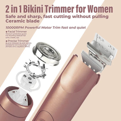Women'S Specialized Body Hair Shaving 2-In-1 Electric Shaver, Dual Head Design, Private, Armpit Hair, Leg Hair Removal Device